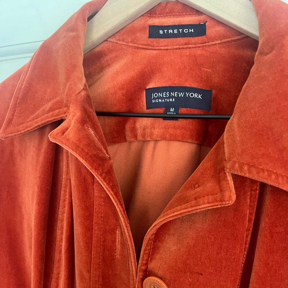 Jones New York orange velvet stretch jacket medium